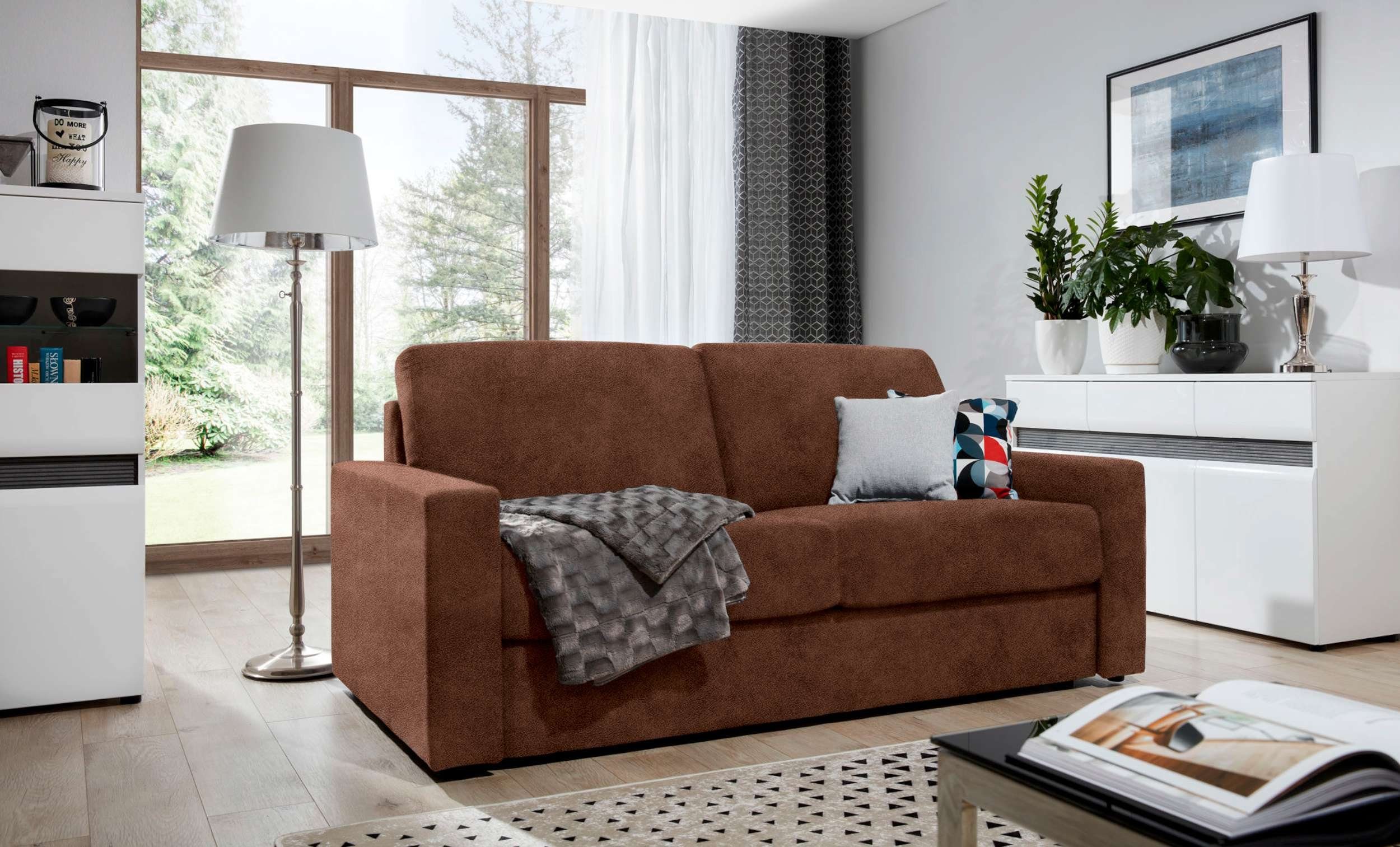 Sofa, frei Bettfunktion, Stylefy Raum und stellbar, Design mit im T18 T28, Frieda, Modern 2-Sitzer, Schaumstoff 3-Sitzer