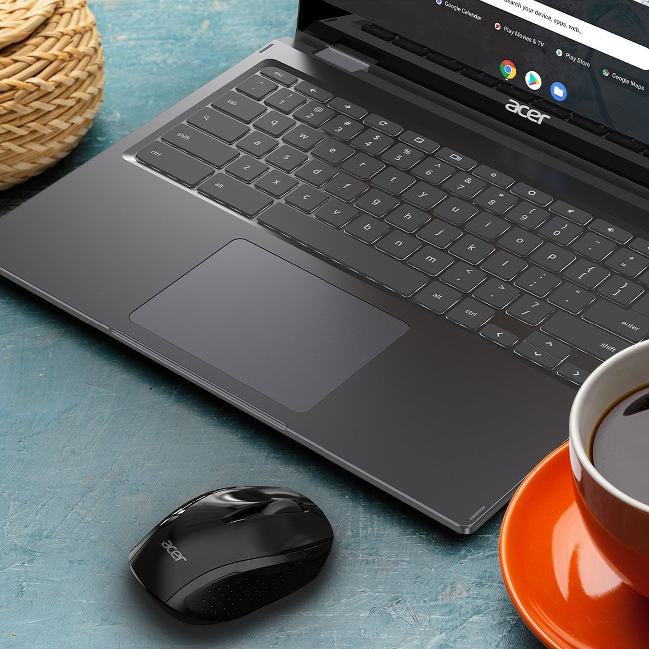 Acer Optische Funkmaus: 1600 dpi für Laptop/PC. USB-Empfänger, Schwarz/Büro Funk-Trackball (Plug & Play, USB-Nano-Empfänger)