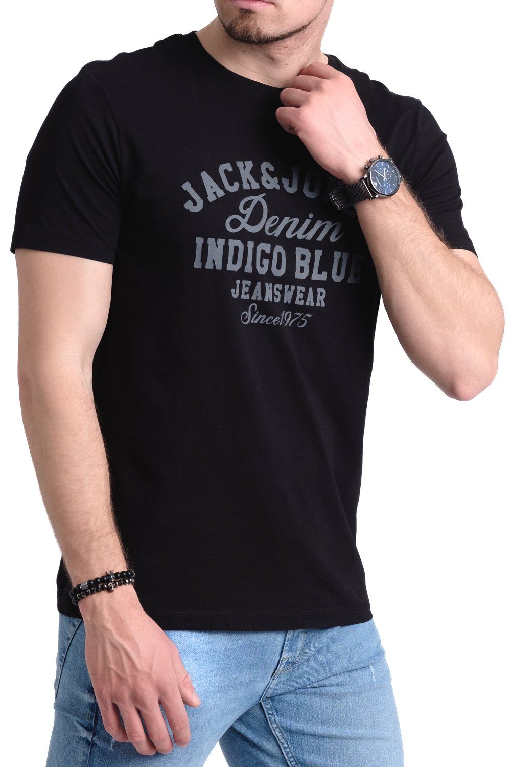 Jack & Jones Print-Shirt Bequemes Slimfit Shirt (Spar-Set, 3er-Pack) in Unifarbe mit Print – Bild 4 von 5