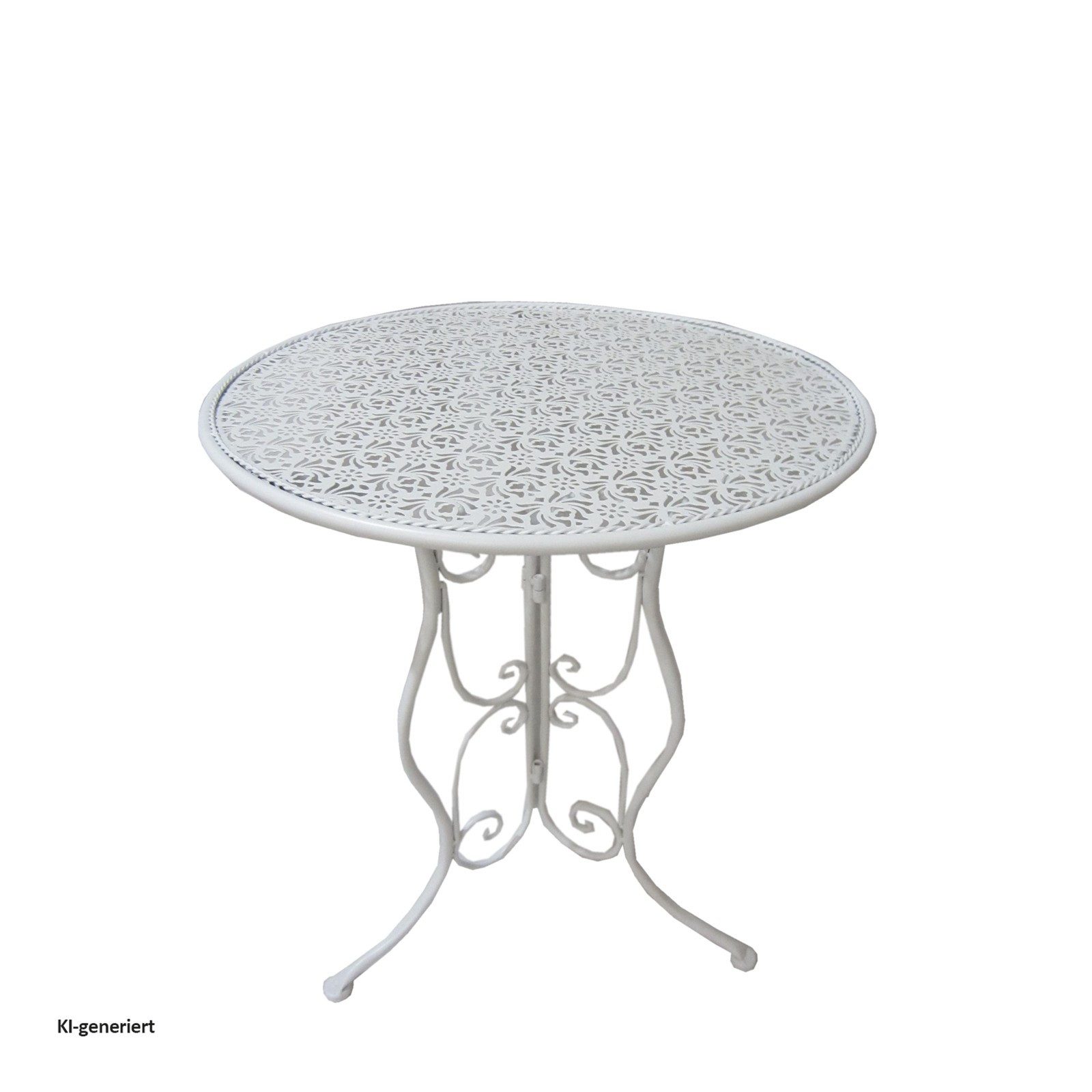 HTI-Line Gartentisch Gartentisch Lani Weiß (Stück, 1-St., 1 Gartentisch), Metalltisch nostalgisch Ø 60 cm Weiß