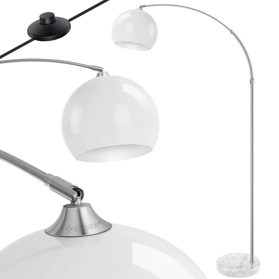 KESSER LED Bogenlampe, Nicht enthalten/ LED geeignet, Bogenlampe +  standfestem Marmorfuß höhenverstellbar 146-22cm