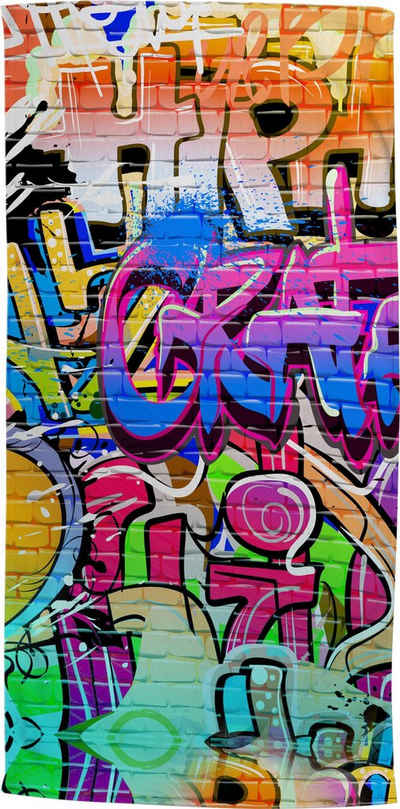 good morning Strandtuch Strandtuch "Graffiti", (1-St), Polyvelours Motiv