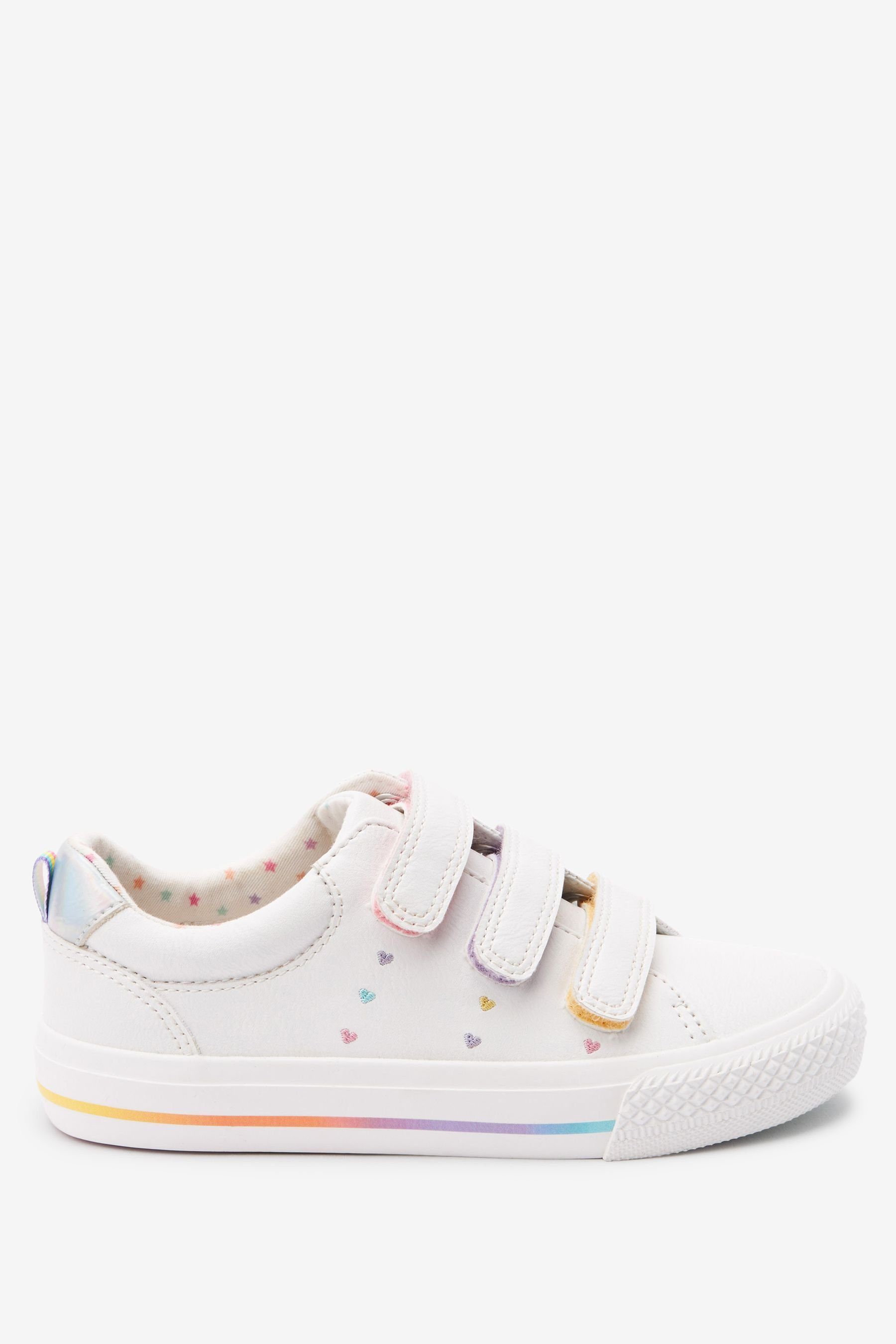 Next Sneaker mit Klettverschluss Sneaker (1-tlg) White Rainbow Hearts Embroidered