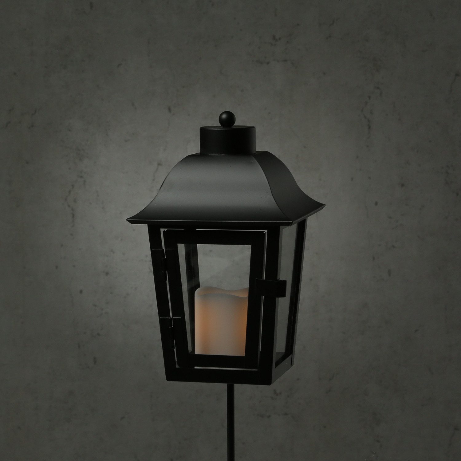 MARELIDA LED Laterne Grablaterne mit Mini LED Kerze Grablicht wechselbare Spitzen Grablampe, LED Classic, amber