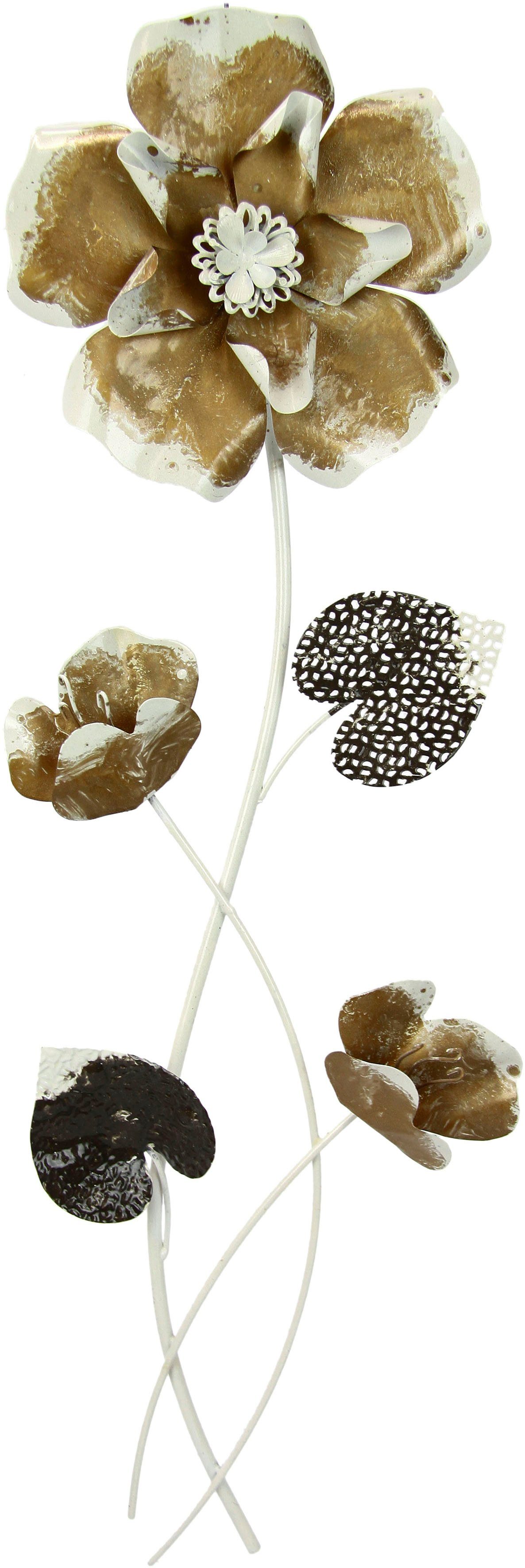 I.GE.A. Wandbild Metallbild Blumen, Wanddeko, Metall, Wandskulptur