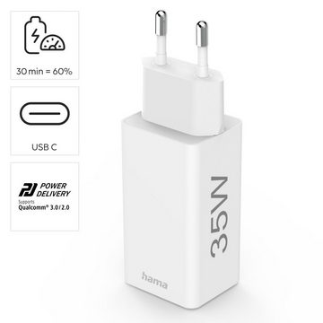 Hama 2fach USB-Ladestecker 35 W, 2x USB-C, Schnellladegerät Handy Netzteil USB-Ladegerät