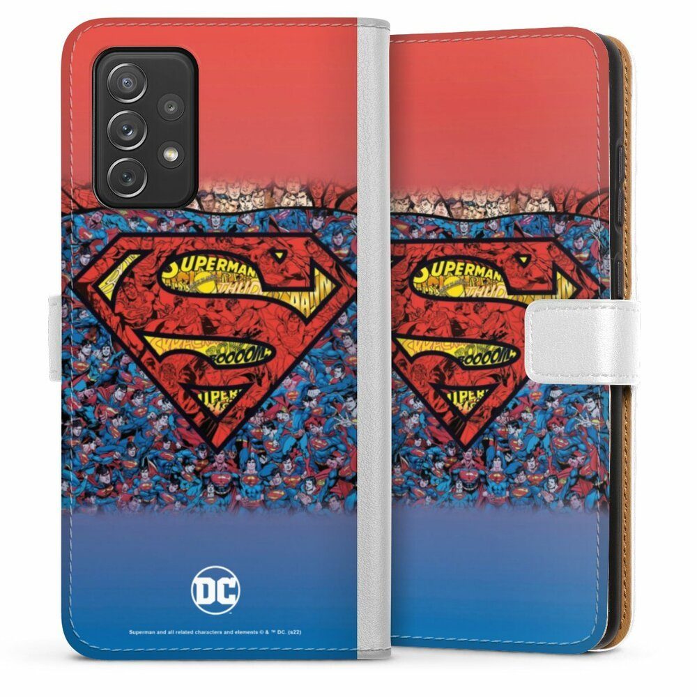 DeinDesign Handyhülle Superman Offizielles Lizenzprodukt Logo Superman Logo Mosaic, Samsung Galaxy A72 Hülle Handy Flip Case Wallet Cover