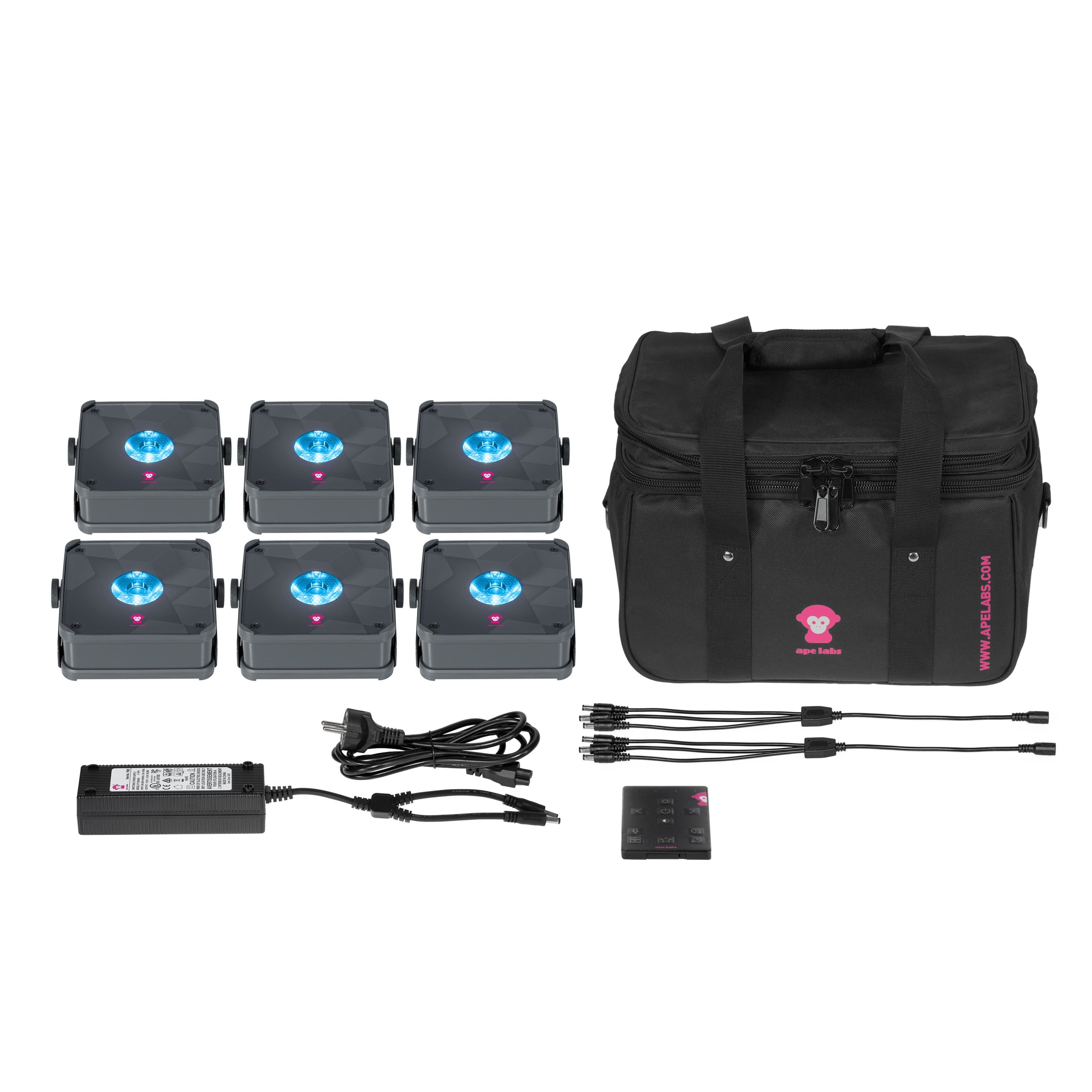 Ape Labs LED Scheinwerfer, ApeLight Mini V2 Tourpack 6 Softbag - grey - Akkubetriebener LED