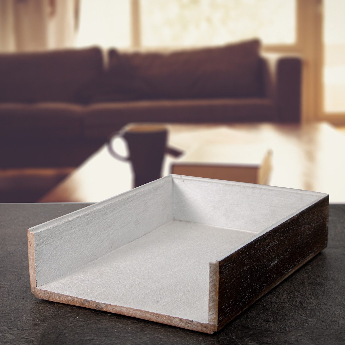 Antikas Ablageelement Organizer, stapelbar, Holz, braun, Ordnen, Aufbewahrung