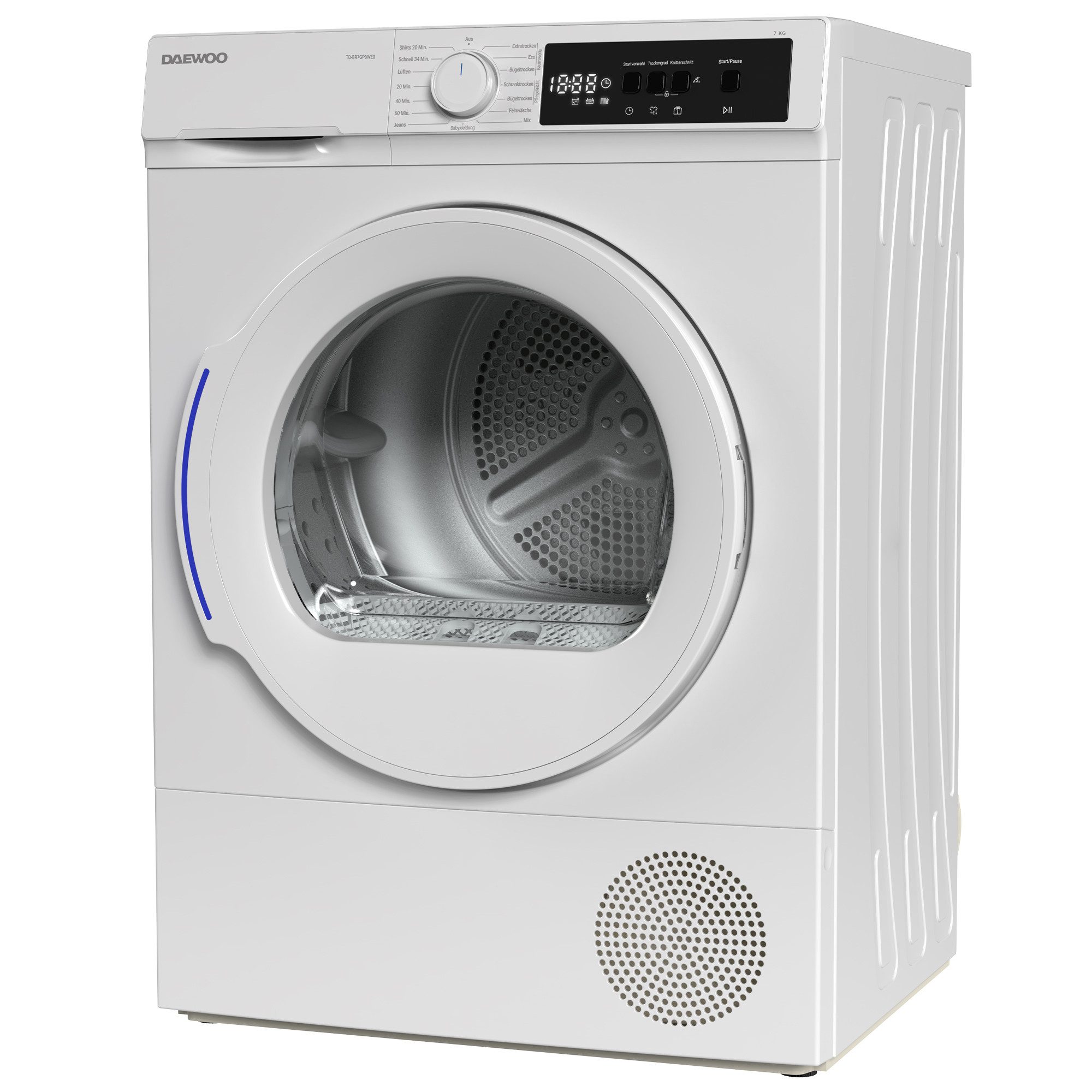 Daewoo Wärmepumpentrockner TD-BR7GP0WE0-DE, DrumLight, BabyCare, Knitterschutz, LED-Display