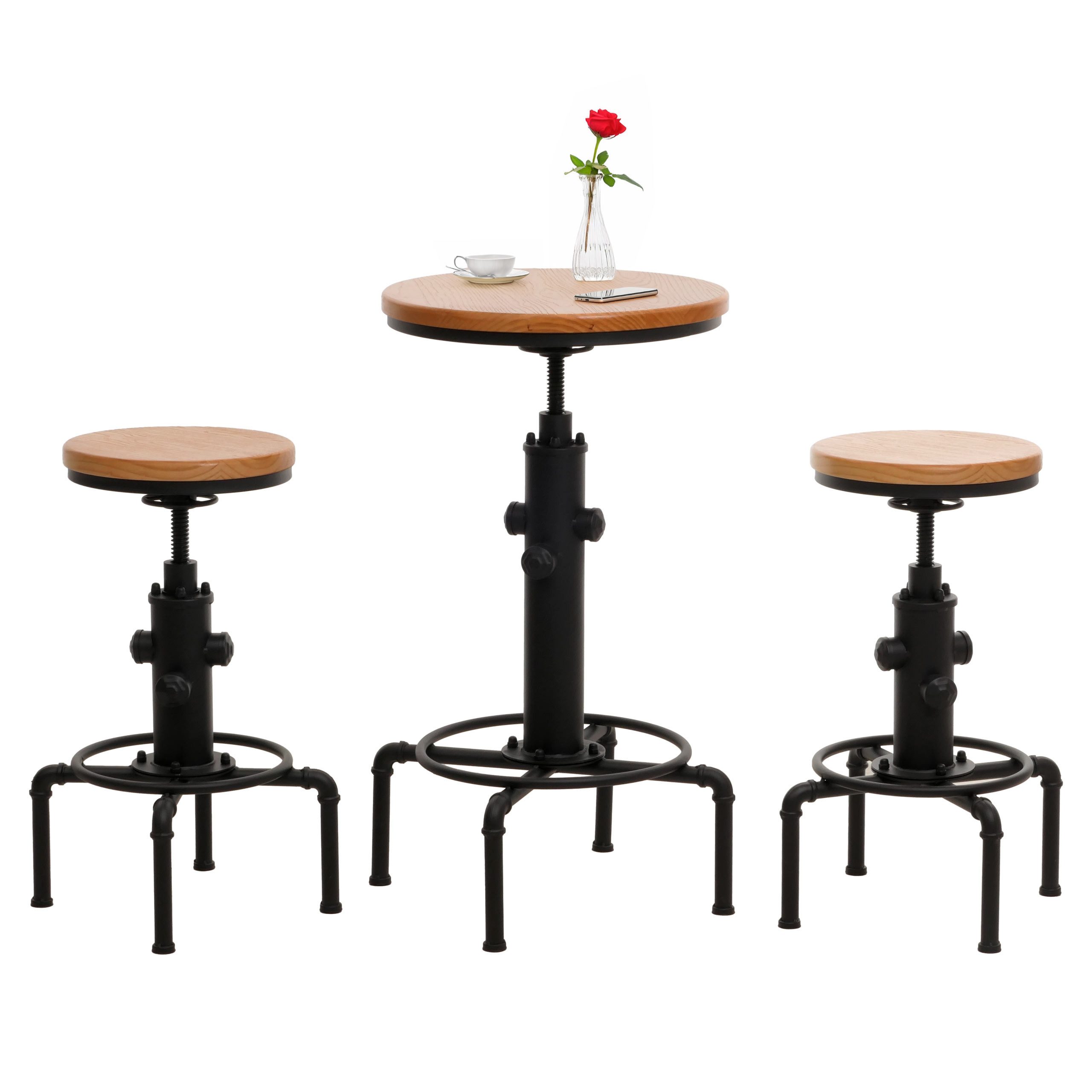 MCW Bartisch MCW-N23-Tisch-Set (Set, 3er), Modernes Industriedesign