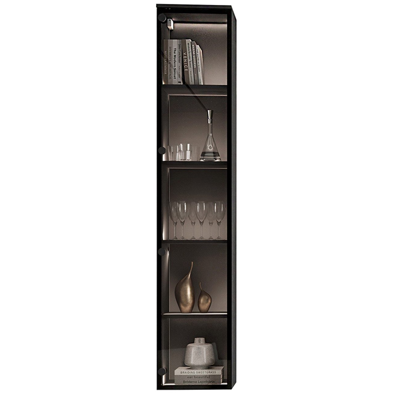 MOEBLINE Hängevitrine Vitrinenschrank FIVO 03 Schwarz günstig online kaufen