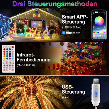 oyajia LED-Lichterkette 10M RGB Lichterkette mit Fernbedienung App-Steuerung Multi-Modi Dekor, Dimmbar mit Fernbedienung, IP44 Wasserdicht