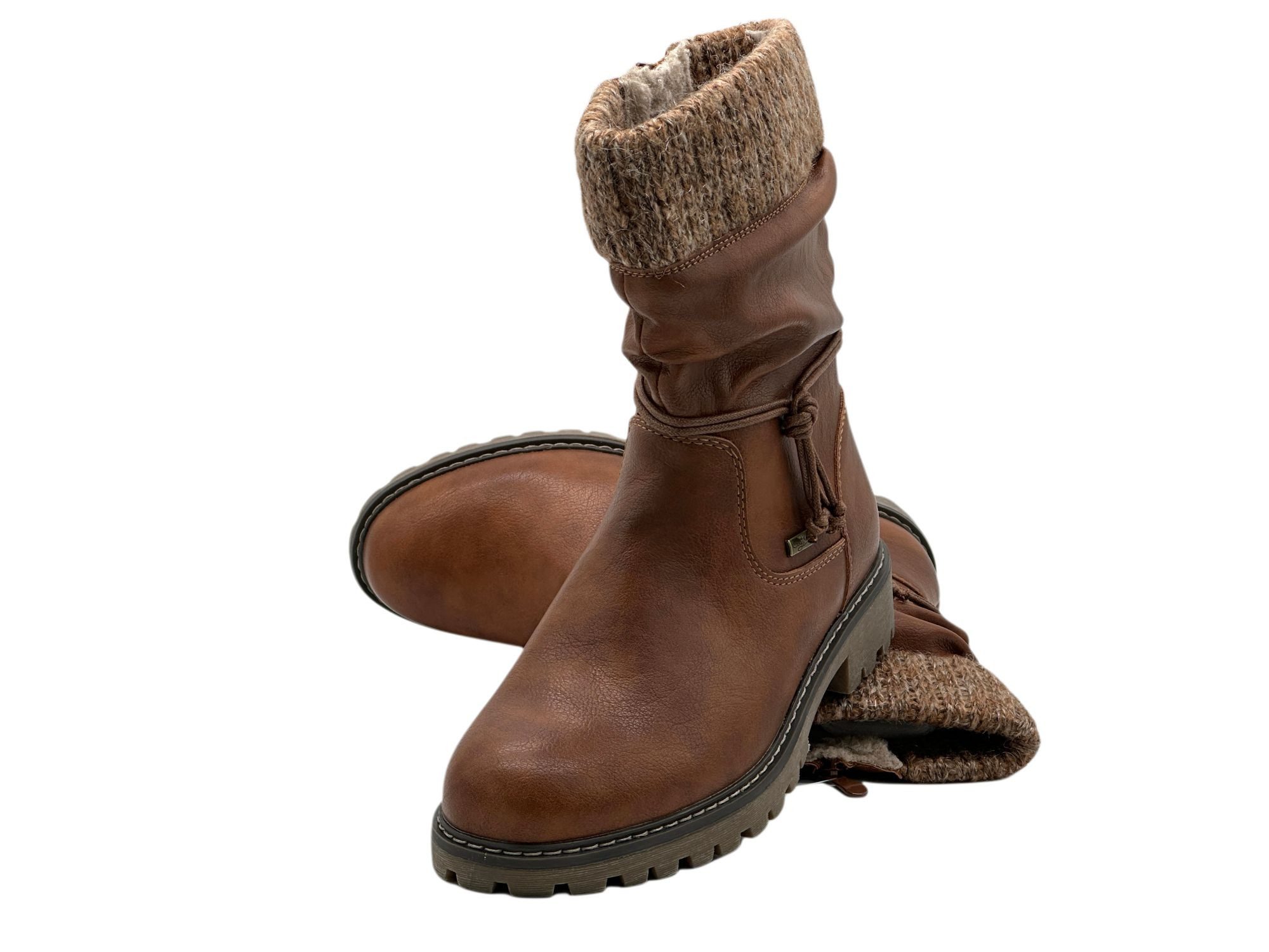 Nowaland Winterboots Damen mit Strickbund und dekorativer Schnürung Winterboots Mit weichem Strickbund, gerafftem Schaft und dekorativer Kordel – Bild 2 von 5