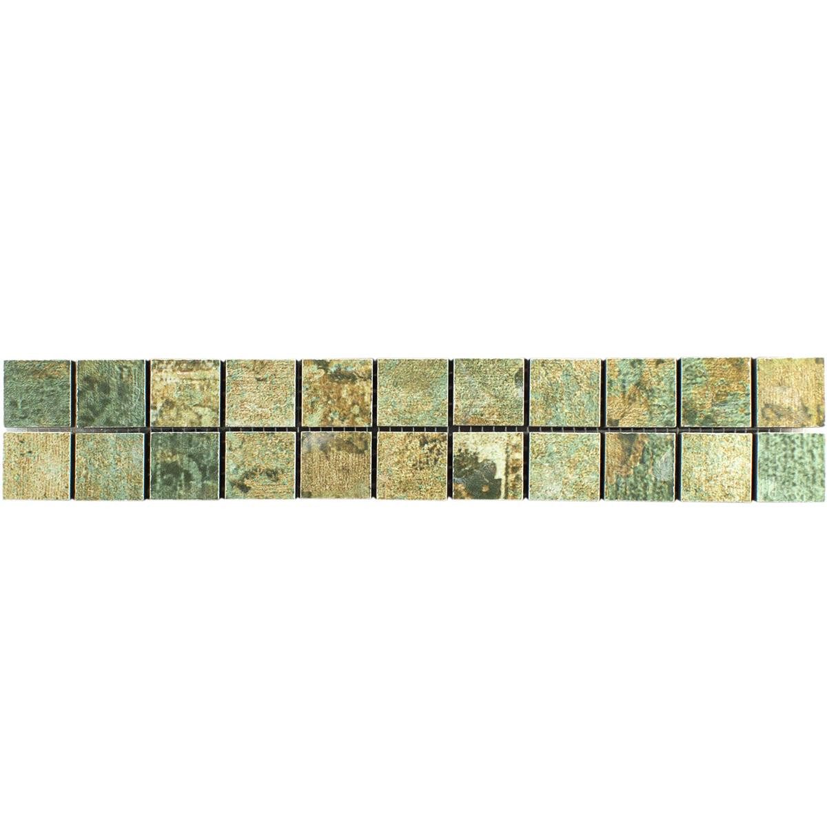Mosafil Mosaikfliesen Feinsteinzeug Fliesen Bordüre Helena 25x25mm, Feinsteinzeug 29.500x5.200, grün, Wasserfest