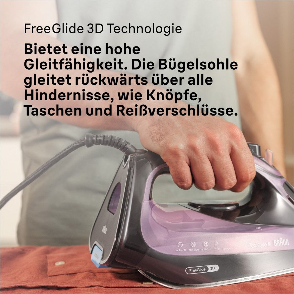 Braun Dampfbügeleisen SI 9661 VI TexStyle 9 Dampfbügeleisen, 3100 W