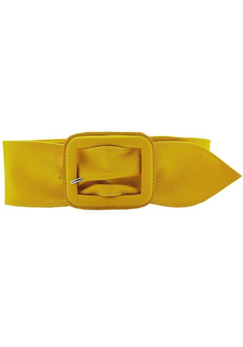 AnnaMatoni Ledergürtel mit bezogener Schließe gelb