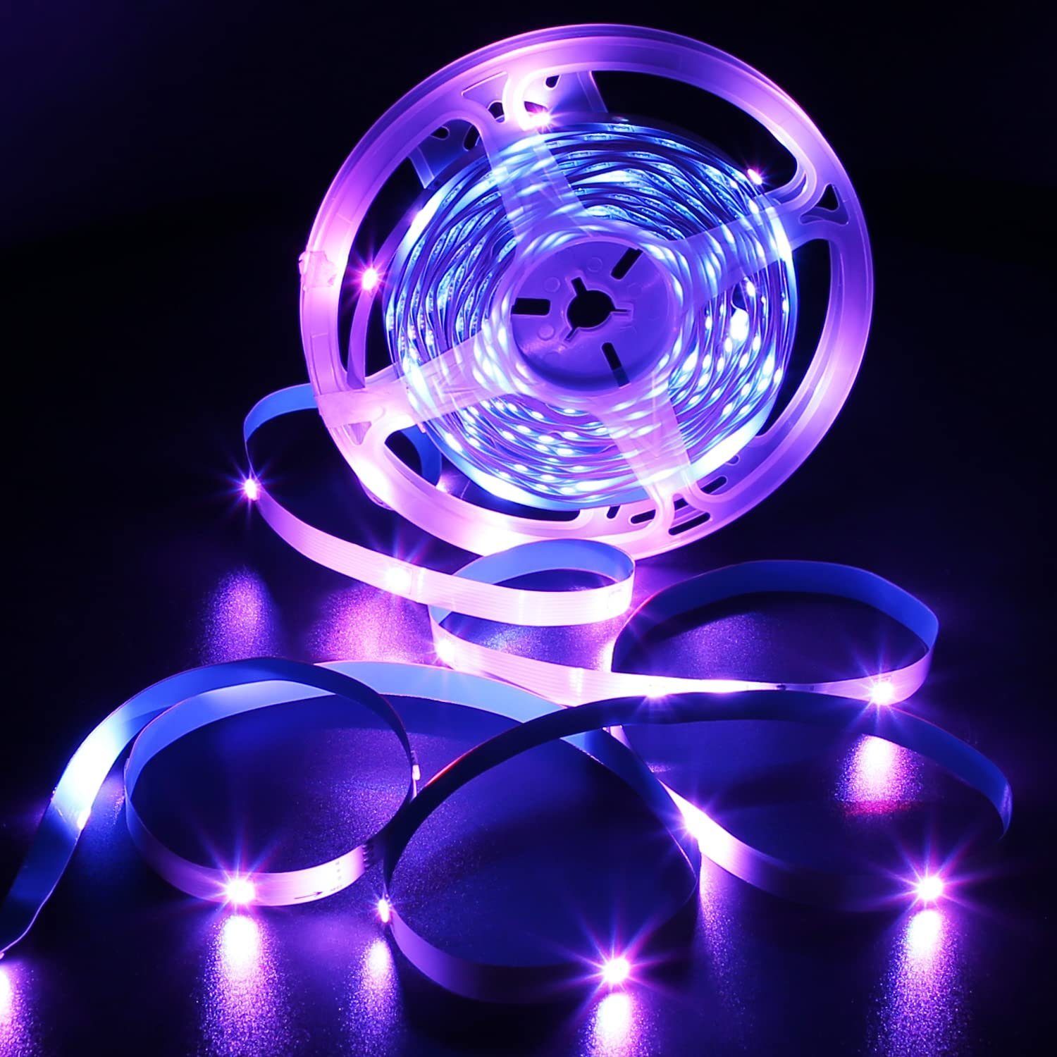 ZMH LED-Streifen RGB einstellbar mit Fernbedienung App LED-Streifen, 3-flammig, Music Sync