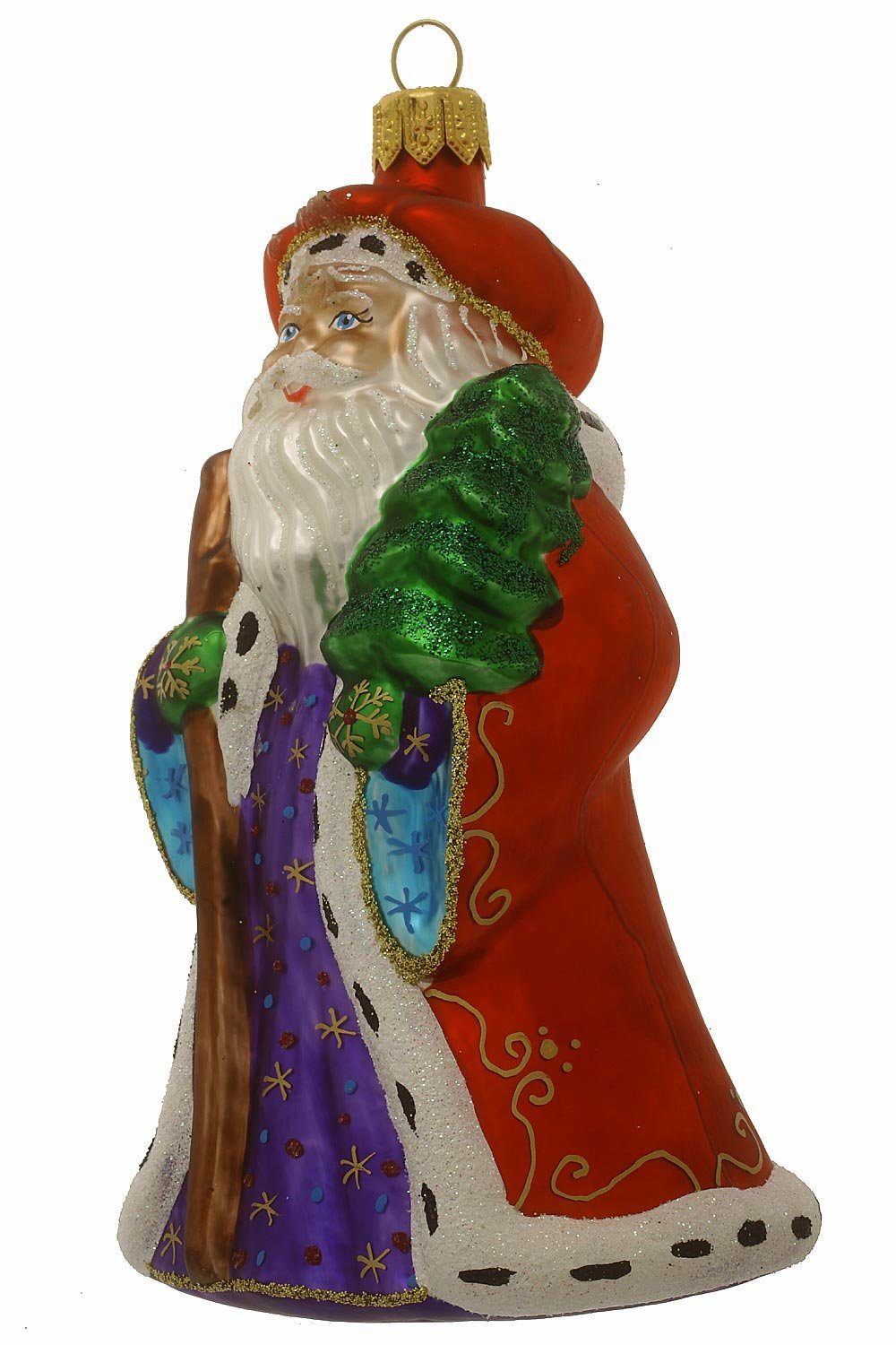 mitTannenbaum, handdekoriert Weihnachtskontor mundgeblasen - Christbaumschmuck Weihnachtsmann Hamburger - Dekohänger