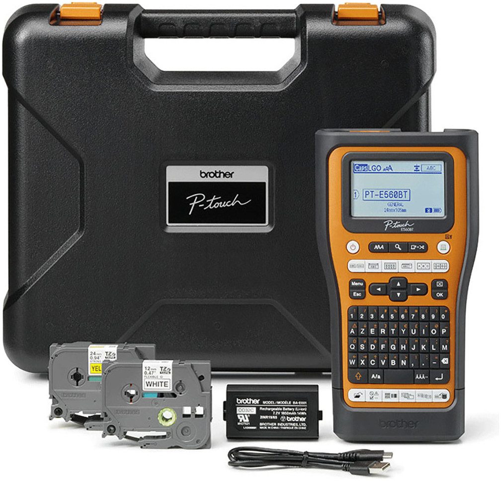 Brother P-Touch PT-E560BTVP Industrielles Beschriftungsgerät mit Bluetooth Etikettendrucker, (Bluetooth, inkl. Li-Ion Akku und Transportkoffer)
