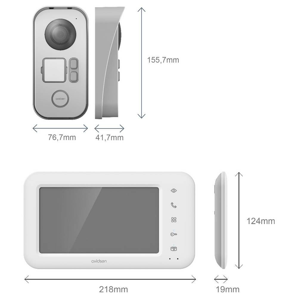 Avidsen Video-Türsprechanlage Zweifamilien-Set Kabelgebunden Video-Inneneinheit Silber, Weiß 112303