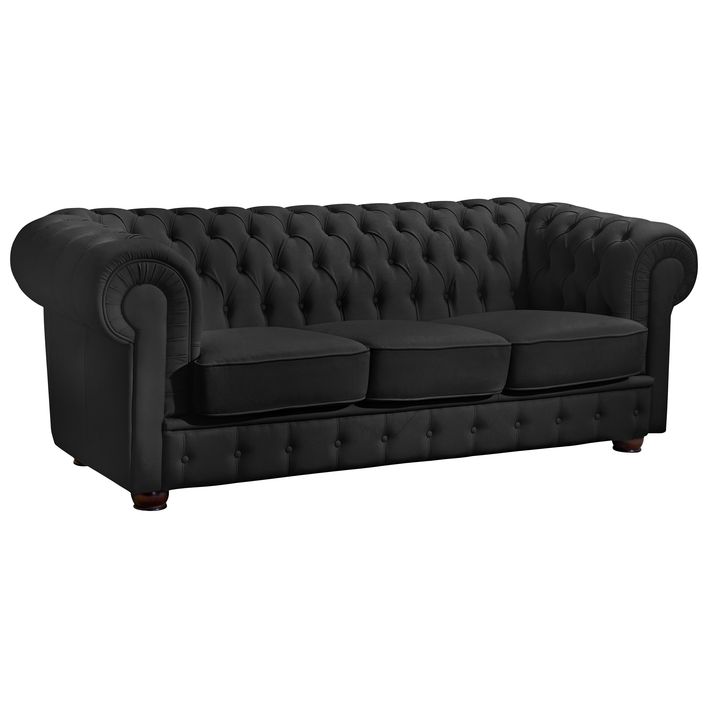 Max Winzer® Sofa Bridgeport Sofa 3-Sitzer Sofa pigmentiertes Nappaleder schwarz, 1 Stück, Made in Germany
