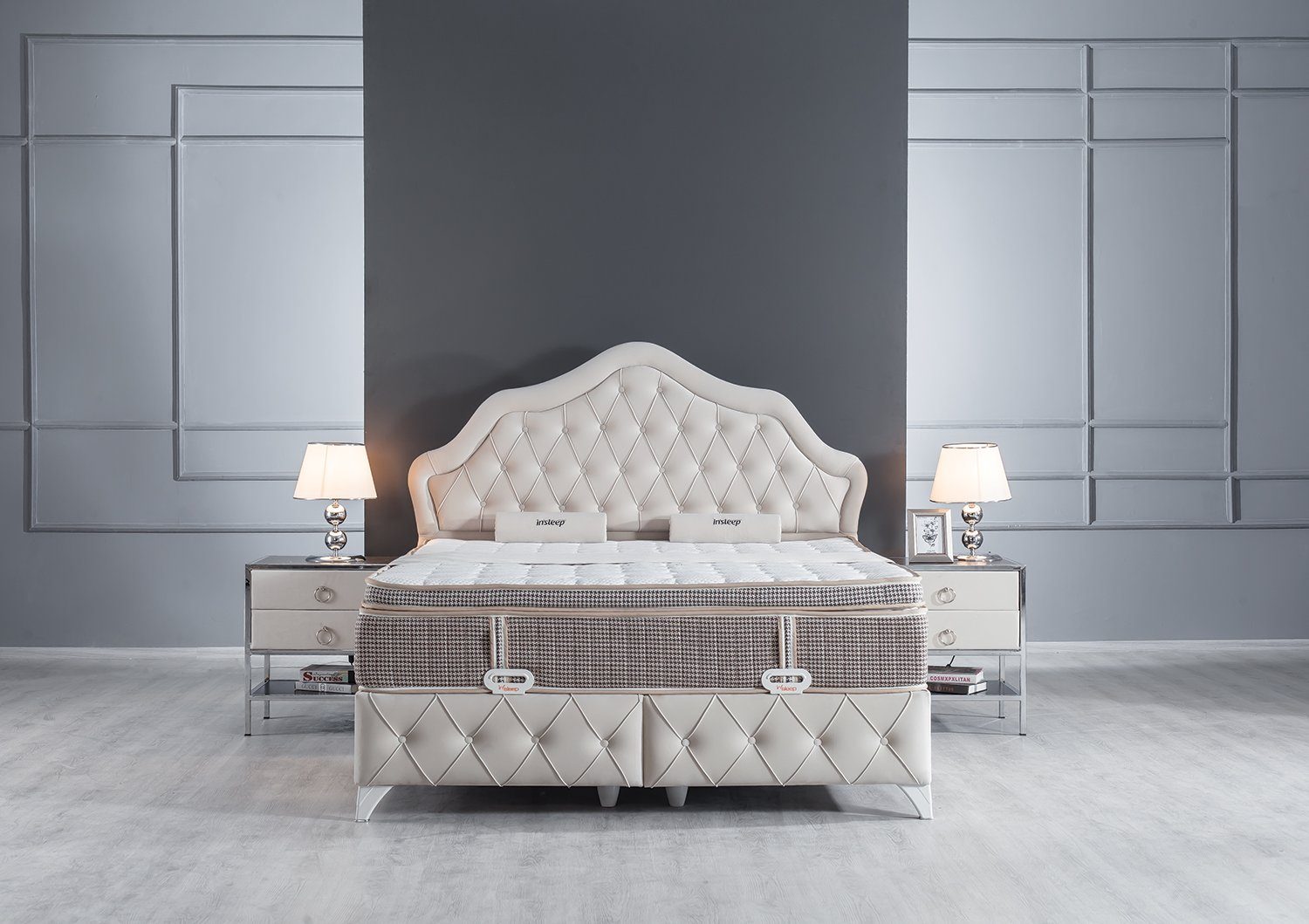 Villa Möbel Boxspringbett Perla (Bett Set, Bettset), Bettkasten mit XXL Sta günstig online kaufen