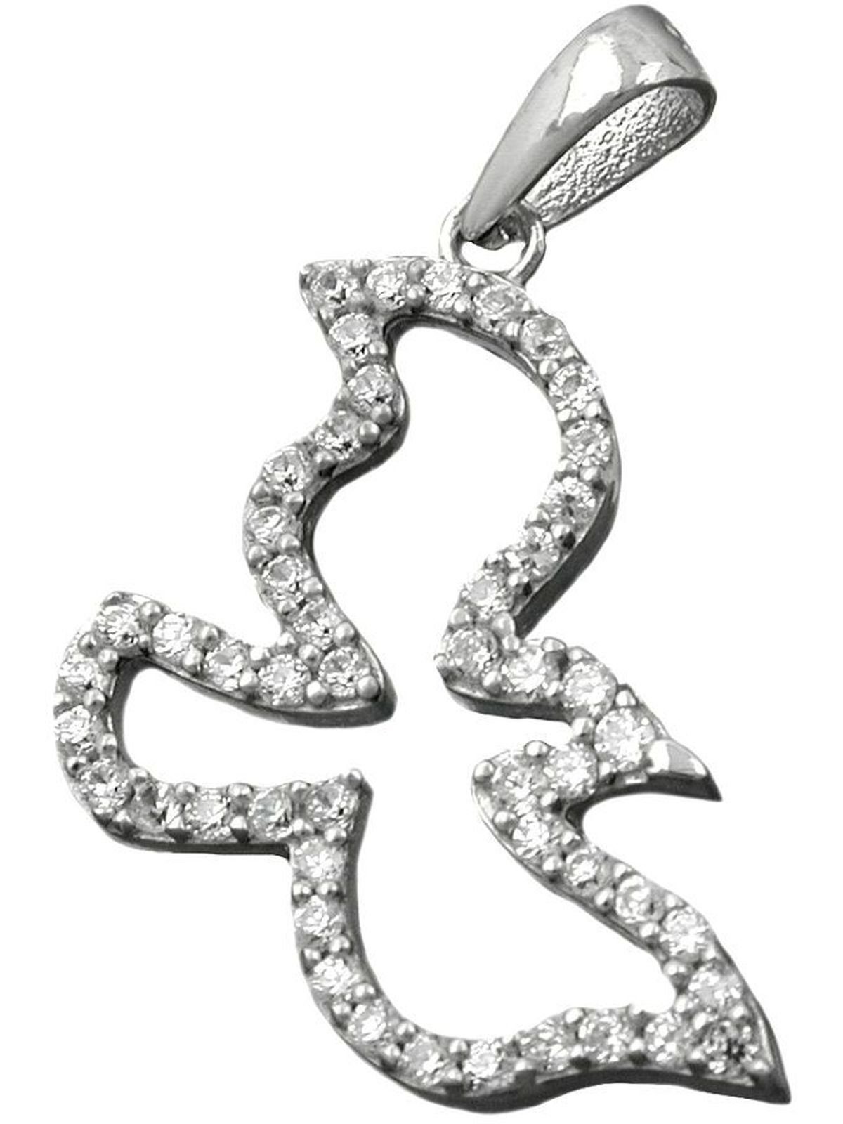 Gallay Kettenanhänger 19x14mm Vogel mit Zirkonias rhodiniert Silber 925 (1-tlg)