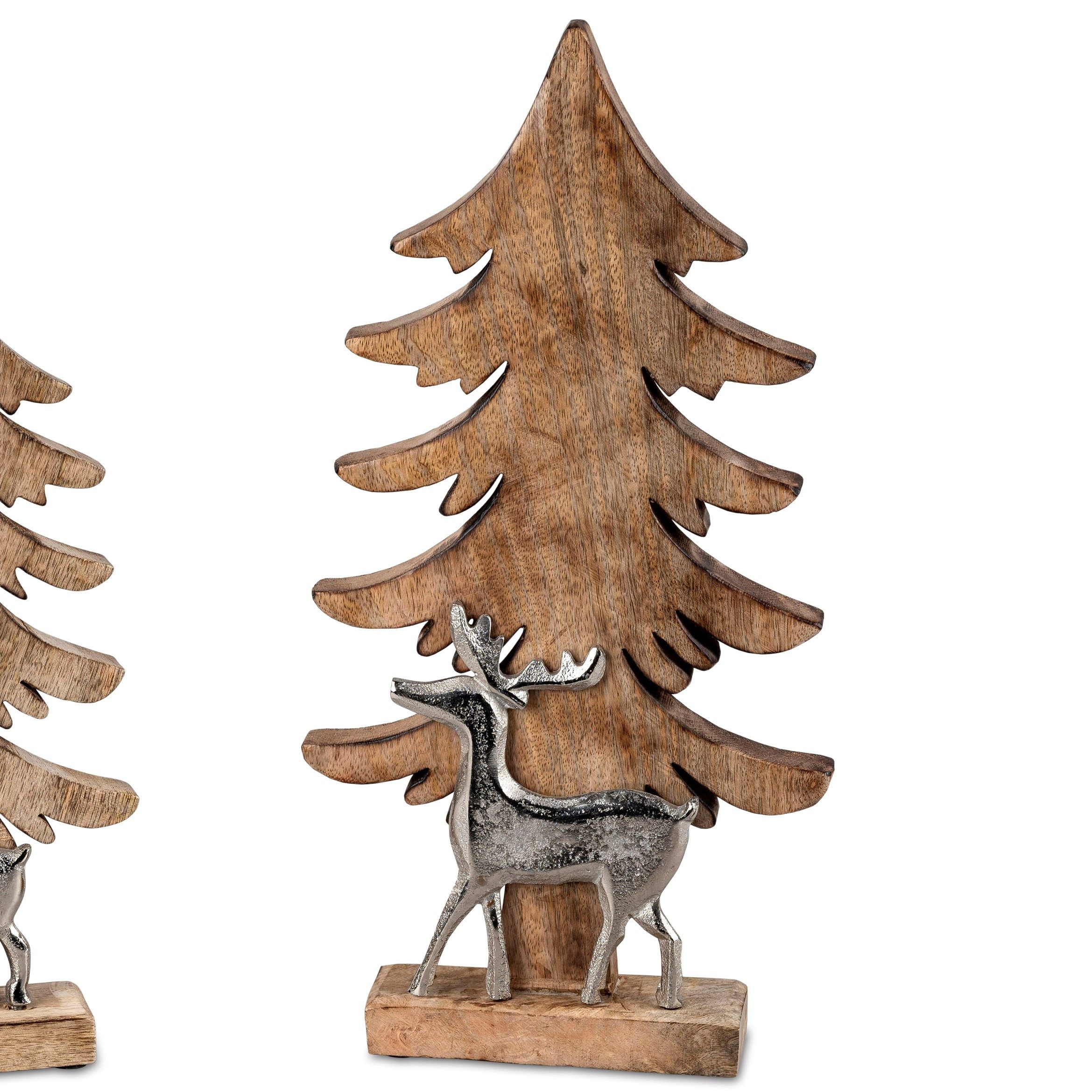 formano Dekofigur Alu Mangoholz, Höhe: 41cm, Farbe: Natur, Motiv: Hirsch
