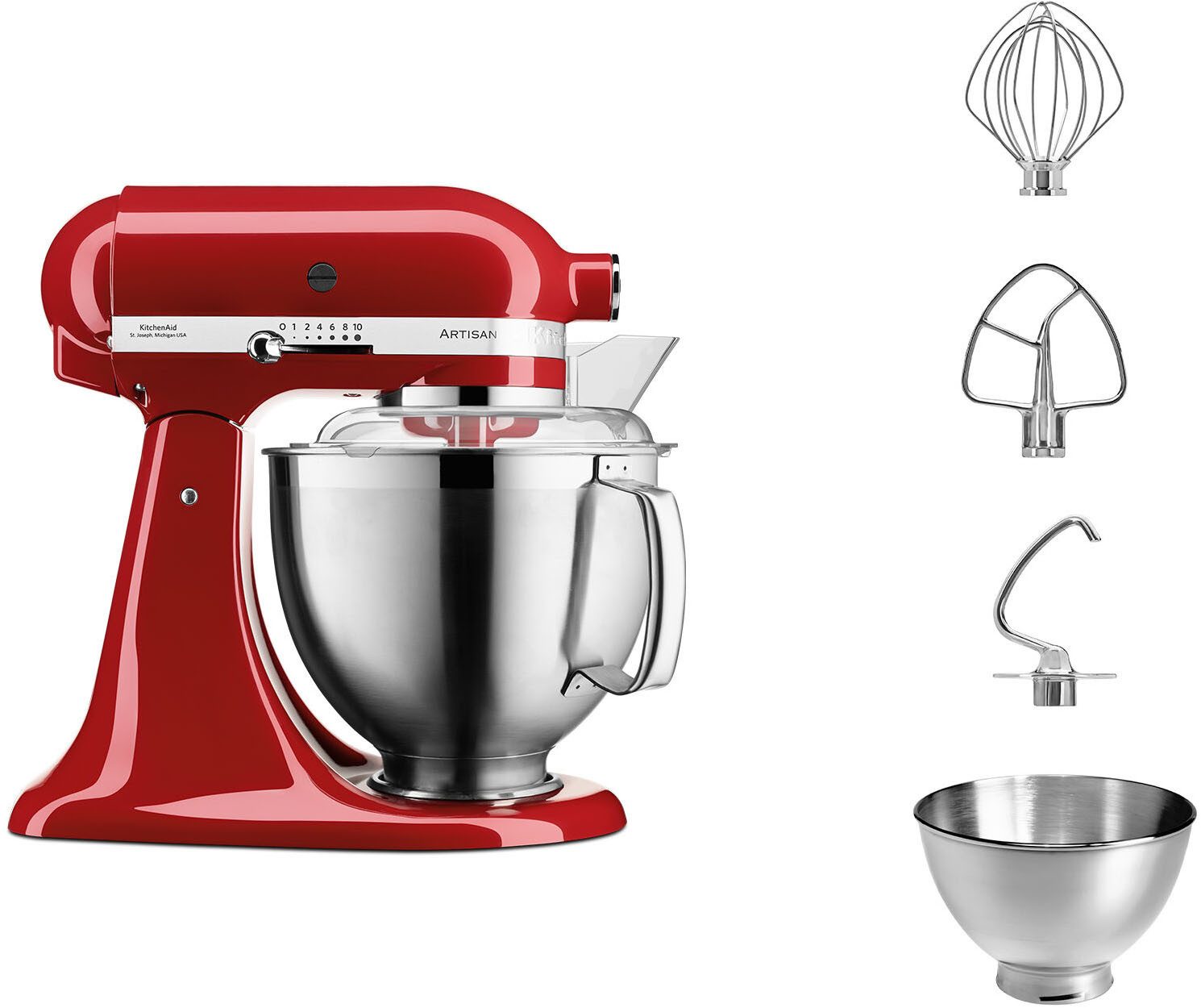 KitchenAid Küchenmaschine 5KSM185PSEER Empire Red, 300 W, 4,8 l Schüssel
