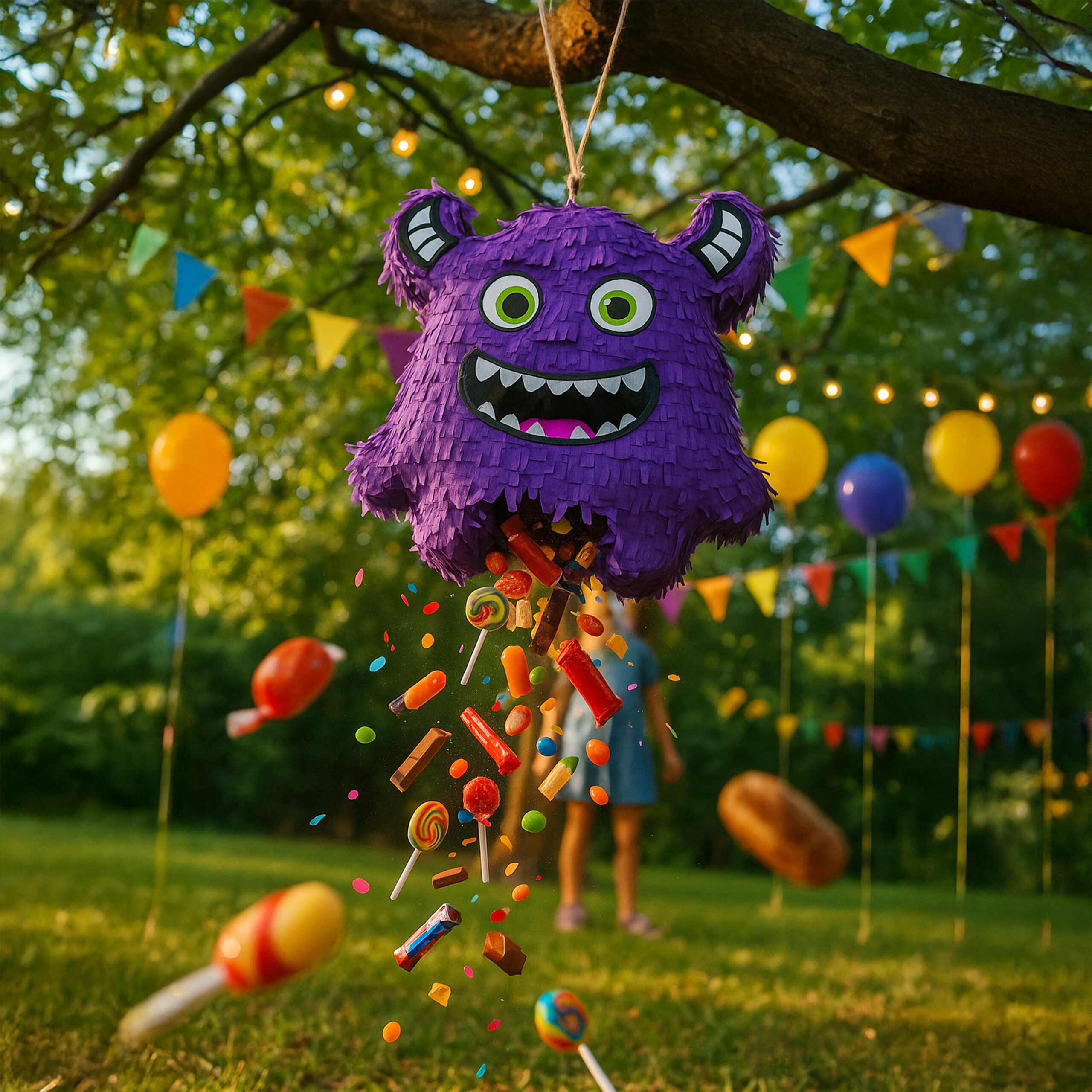 relaxdays Pinata Set Monster mit Stab und Maske