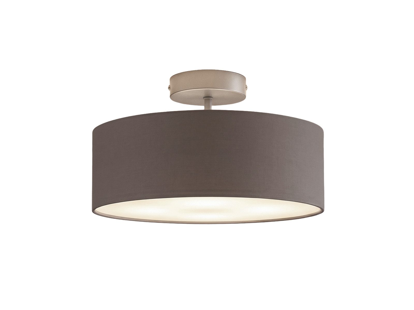 meineWunschleuchte Deckenleuchte mit Stoff Lampenschirm Grau Braun Ø 30cm, ohne Leuchtmittel, kleine Stoff-Lampe, gemütliche Deckenlampe, E14 Schlafzimmerlampe