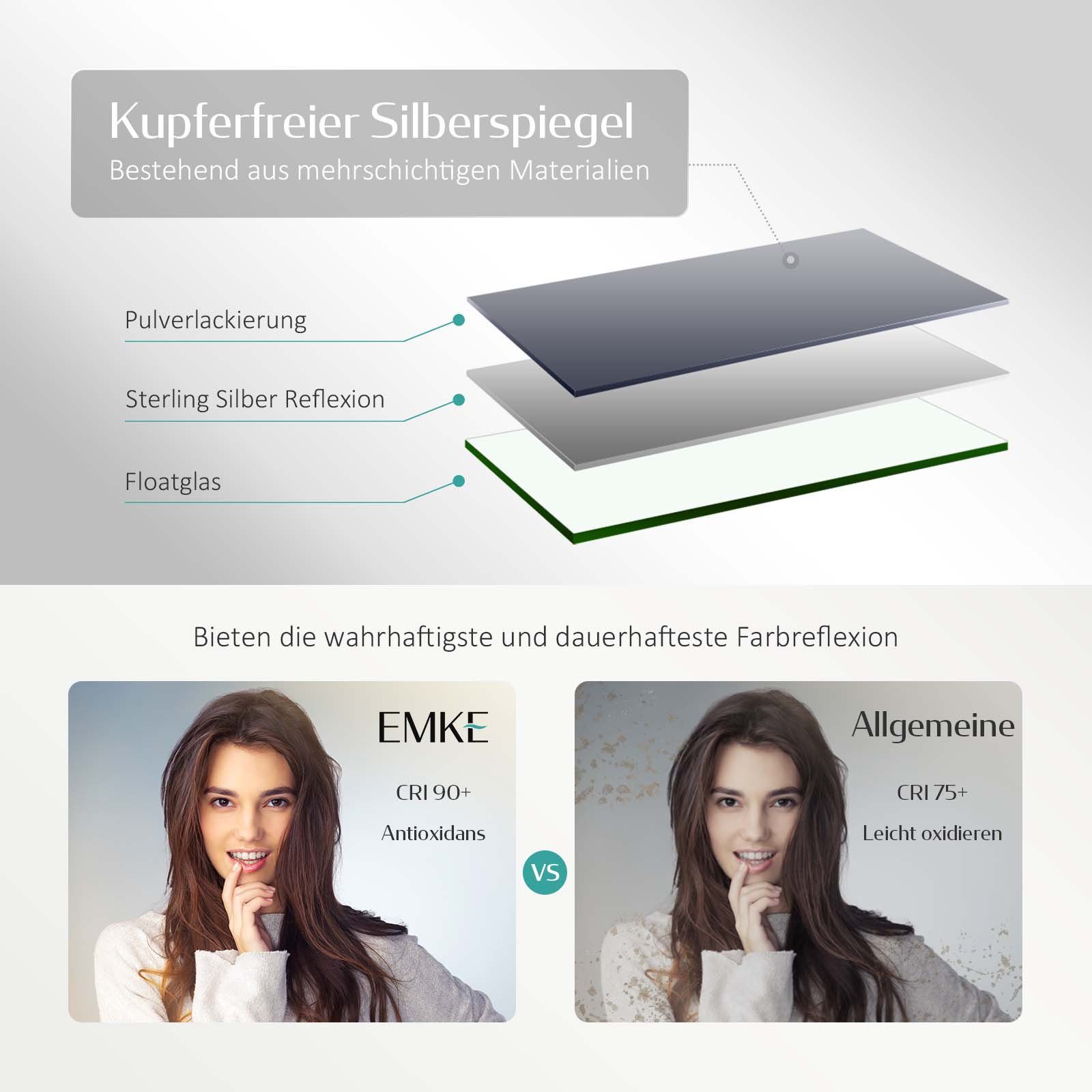 EMKE Badspiegel Spiegel mit Beleuchtung Gebürstetem günstig online kaufen