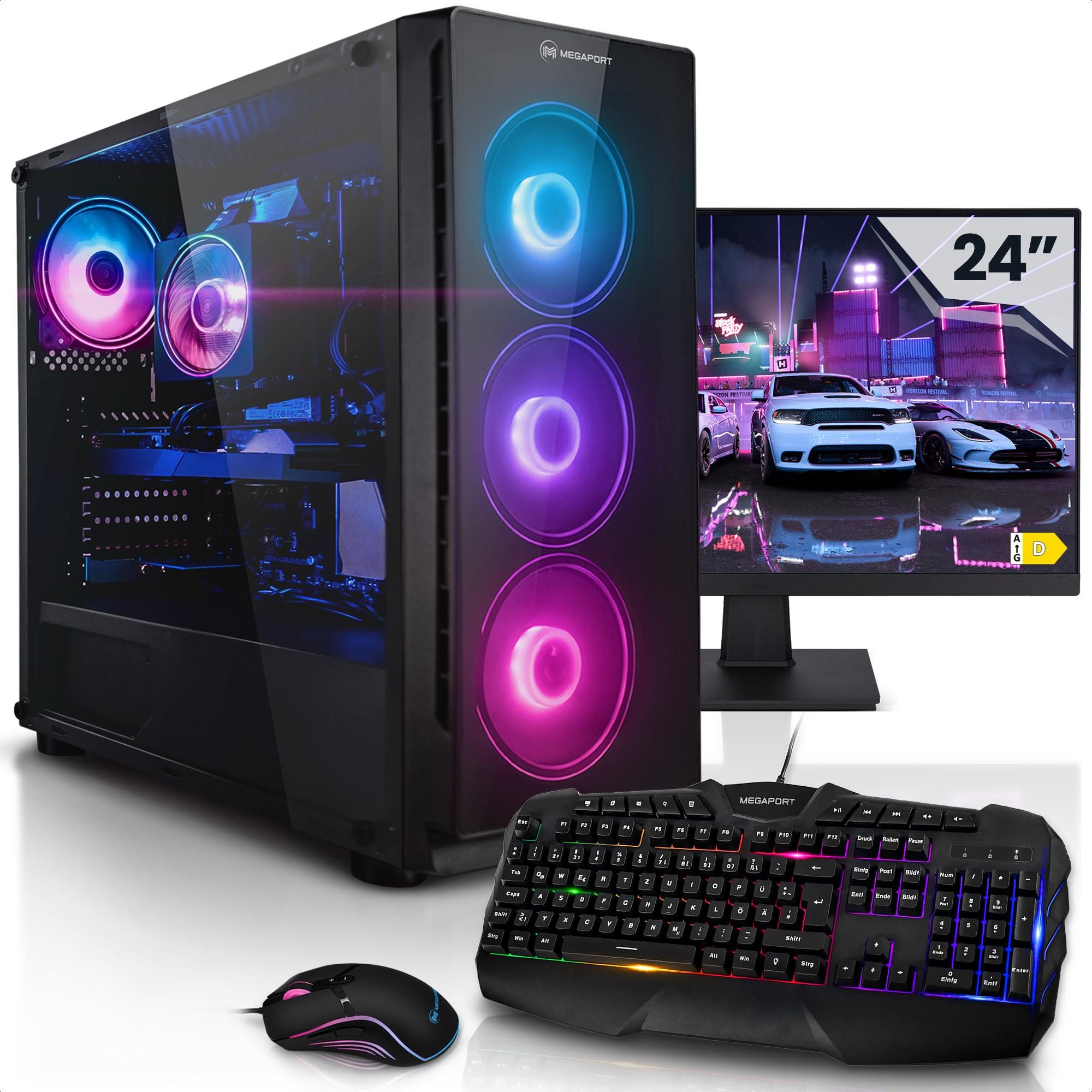 AurumPC PC-Set (24 Zoll, AMD Ryzen 5 4500, GeForce RTX 3060, 16 GB RAM, 1000 GB SSD, Luftkühlung)