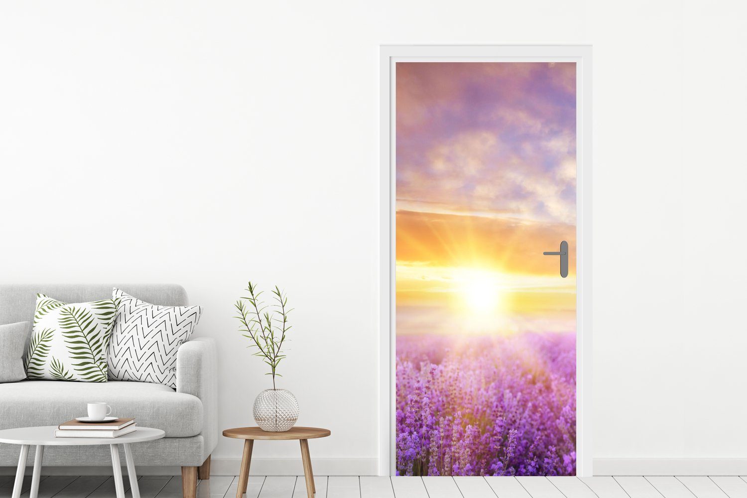 Lavendel - Himmel Tür, St), für MuchoWow - 75x205 Sonne bedruckt, - Fototapete (1 Türaufkleber, cm Türtapete Natur, Matt,