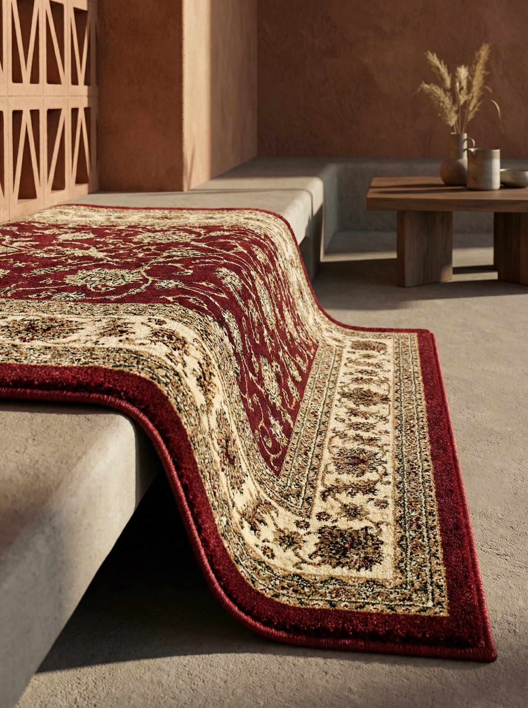 KADIMA DESIGN Teppich TANNHEIM Wohnzimmer Schlafzimmer Orientalisch Orient Waschbar Edel, Läufer, Höhe: 14 mm, Rot, 80x150 cm, Wohnzimmerteppich Esszimmer Strap – Bild 4 von 5