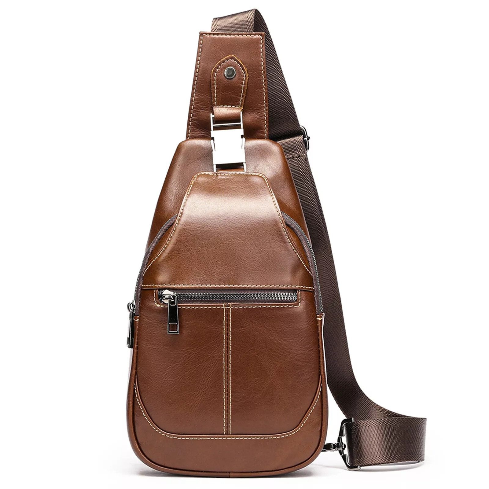 Messenger Bag Herren Leder Sling Bag Brusttasche Verstellbare Schultertasche