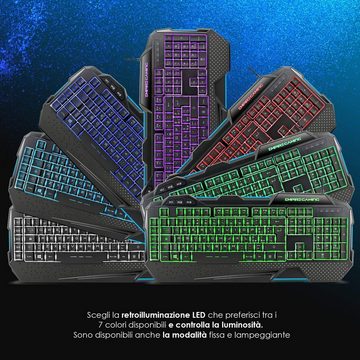 EMPIRE GAMING Pack Gamer PC Hellhounds Italiano- Tastiera Mouse tappetino Tastatur- und Maus-Set, Programable con software -Retroiluminación LED RGB Compatible Windows