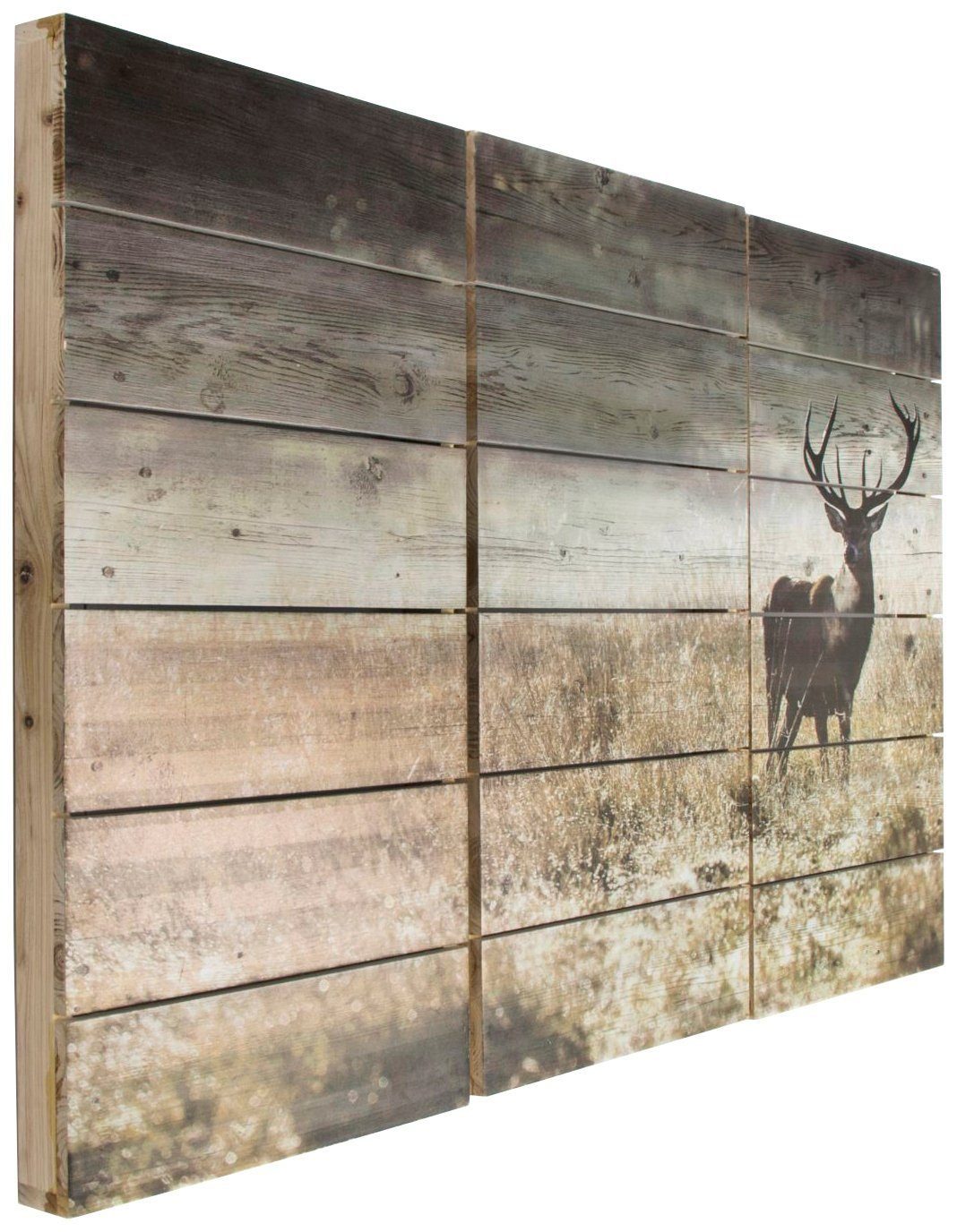 Holzbild Woodland Art the Hirsche home for Stag, (3 St)