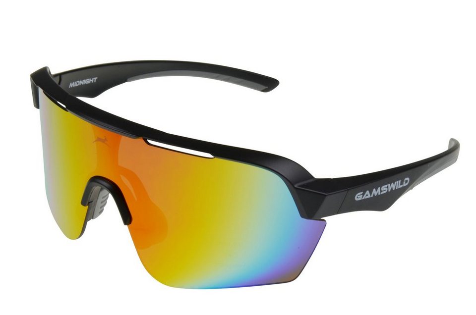 Gamswild Sportbrille WS7138 Sonnenbrille Fahrradbrille Skibrille Damen  Herren Unisex, extra große Scheibe, pink, weiß, blau, schwarz, mintgrün