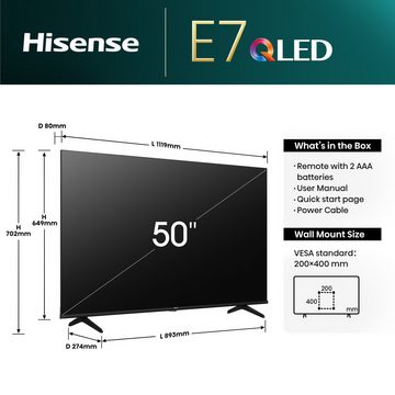 Hisense 50E77NQ QLED-Fernseher (126 cm/50 Zoll, 4K Ultra HD, Smart-TV)