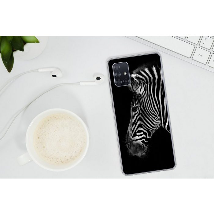 MuchoWow Handyhülle Zebra - Wilde Tiere - Schwarz Phone Case Handyhülle Samsung Galaxy A71 Silikon Schutzhülle