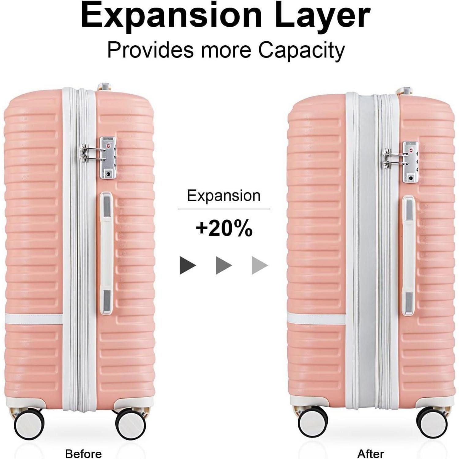 LuxusKollektion Kofferset Kofferset Spinner-Rad TSA-Schloss 3tlg Hartschalen-Reisegepäck Pink