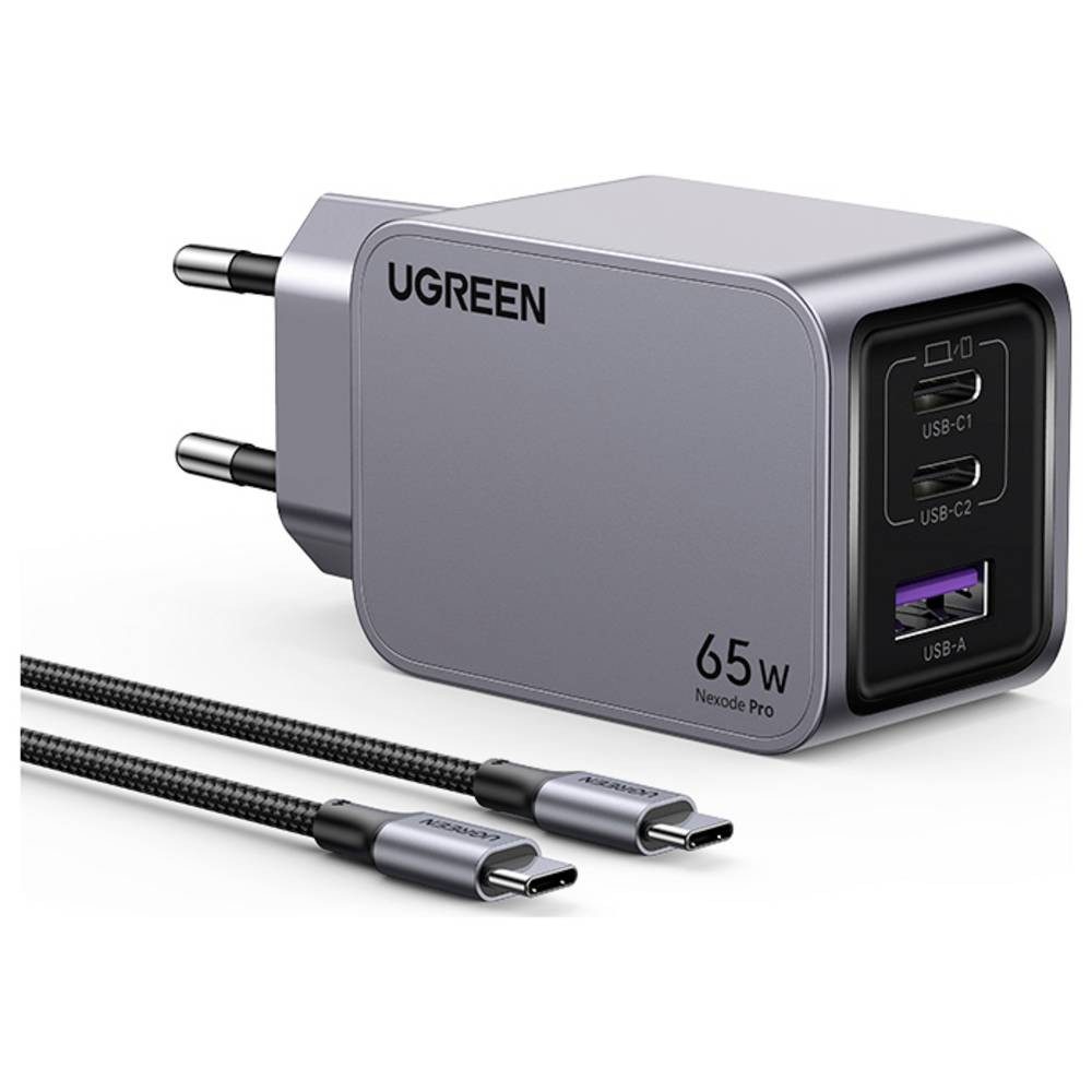 UGREEN Nexode Pro USB Ladegerät 65 W 2x USB-C®, 1x USB-A PPS, USB PD 3.0, USB-Ladegerät (GaN)