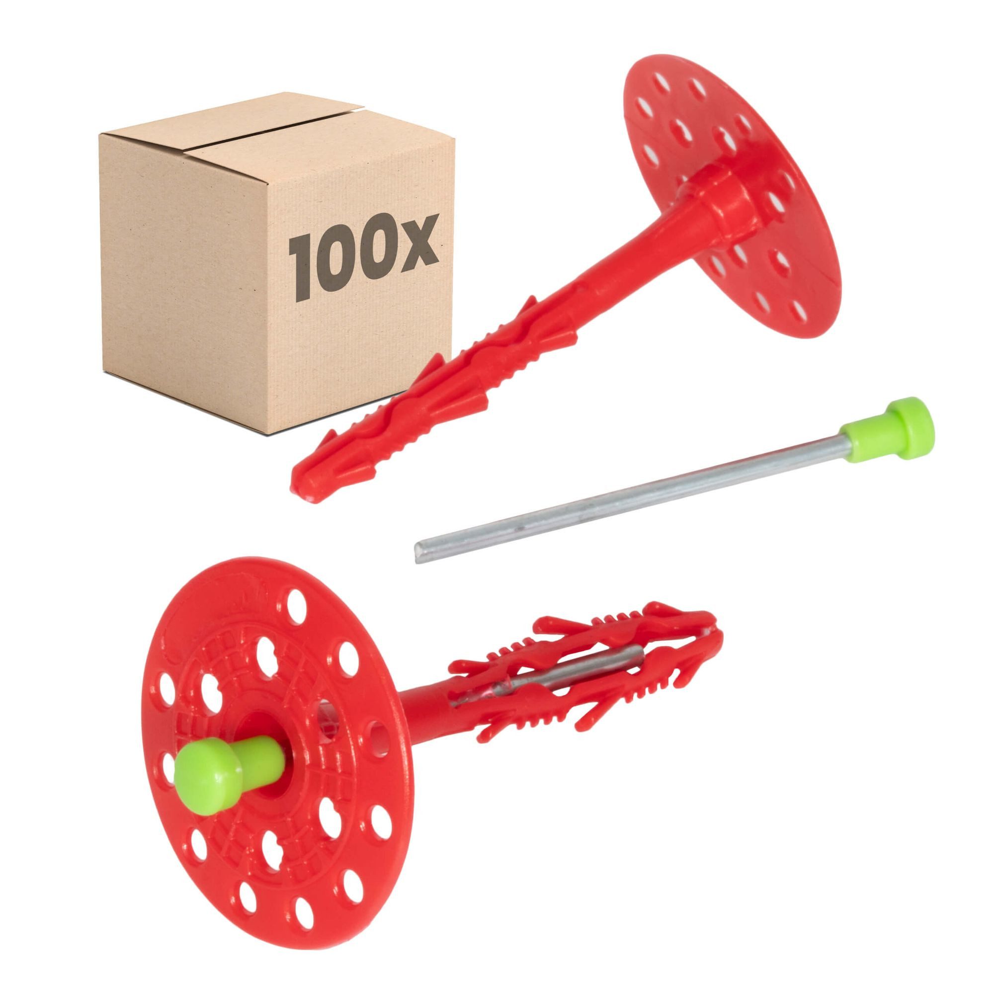 PROTEKTOR Schrauben- und Dübel-Set Dämmstoffdübel Ø8mm, Schlagdübel mit Stahlnagel für WDVS, (Dämmstoffdübel 100 Stück Ø8x160mm, 100 St., Fassadendübel für WDVS und zur Befestigung von Fassadendämmung), ETA-zertifizierte Schlagdübel Tellerdübel für alle Nutzungskategorien