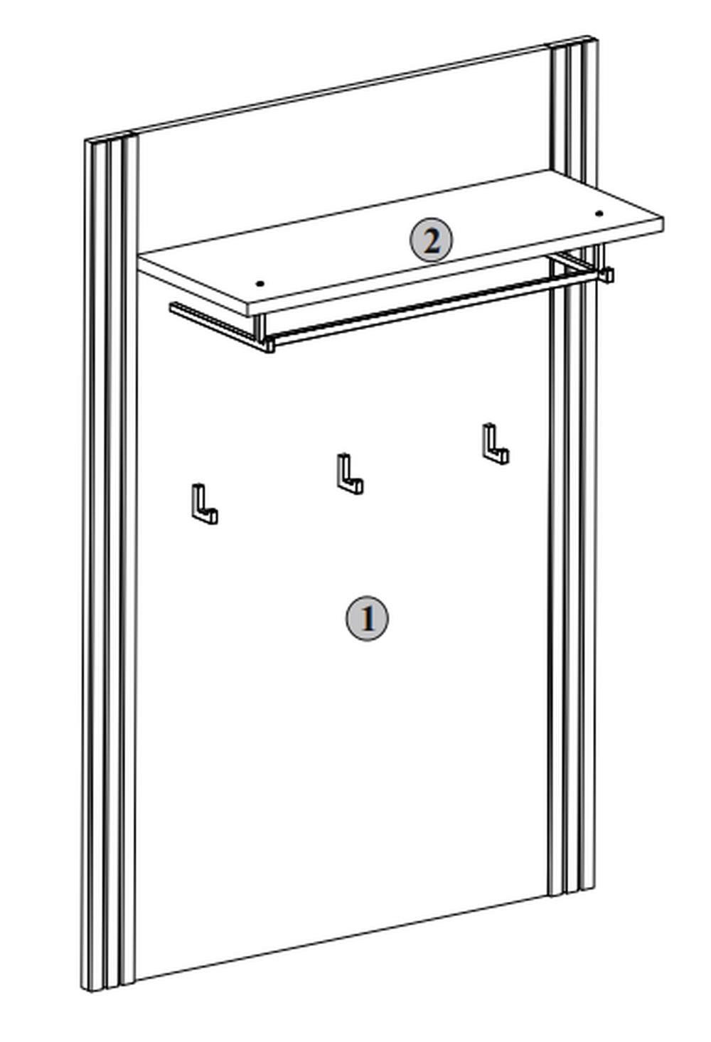 Lebenswert Garderobenpaneel Eddie, in Eiche / schwarz - 82x120x28 (BxHxT)