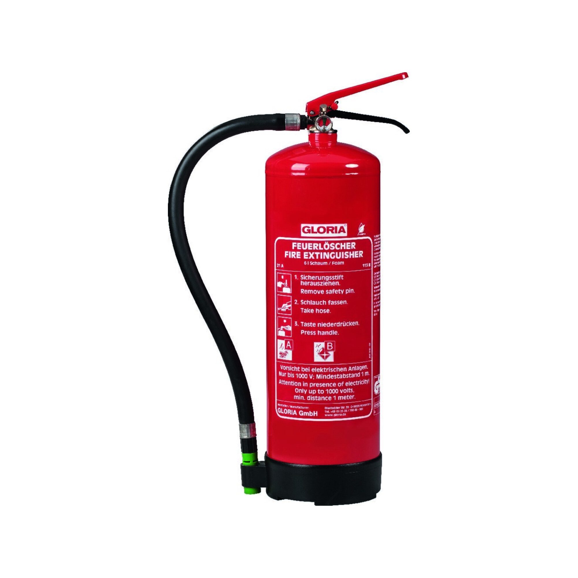 Gloria CO2-Feuerlöscher GLORIA Dauerdruckschaumlöscher 6 Liter SDE 6 flourfrei Brandklasse A&