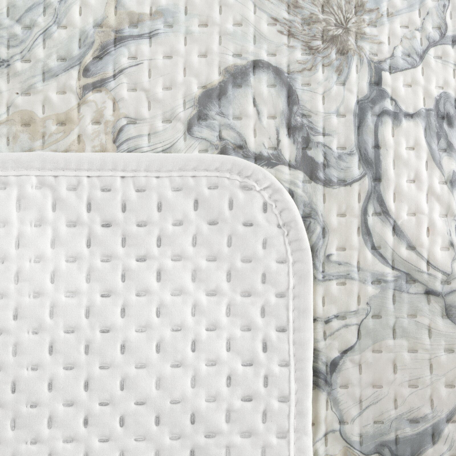 Eurofirany Tagesdecke floral, gesteppt & beidseitig, Bettüberwurf mit Blumenmuster, 170x210, 200x220, 220x240