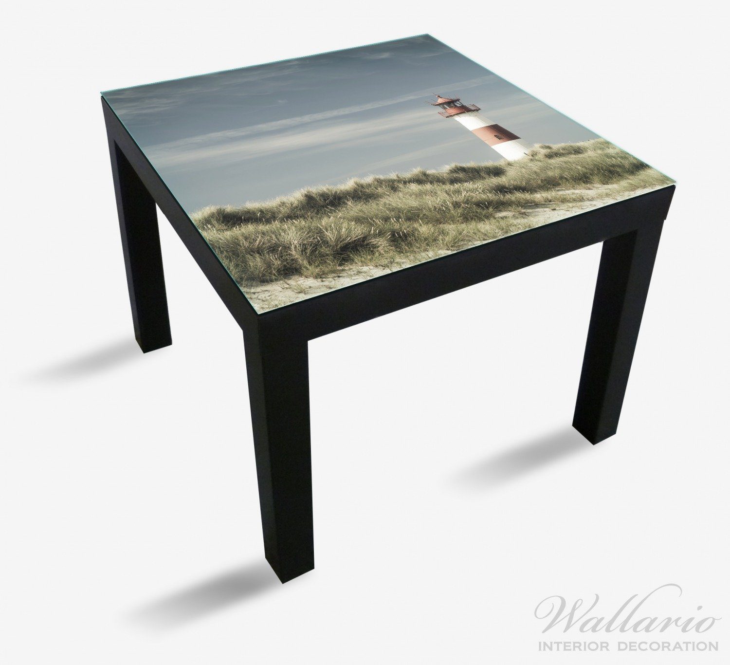 Tischplatte St), Düne für Wallario (1 Ikea Leuchtturm geeignet Strand auf Lack am Tisch der