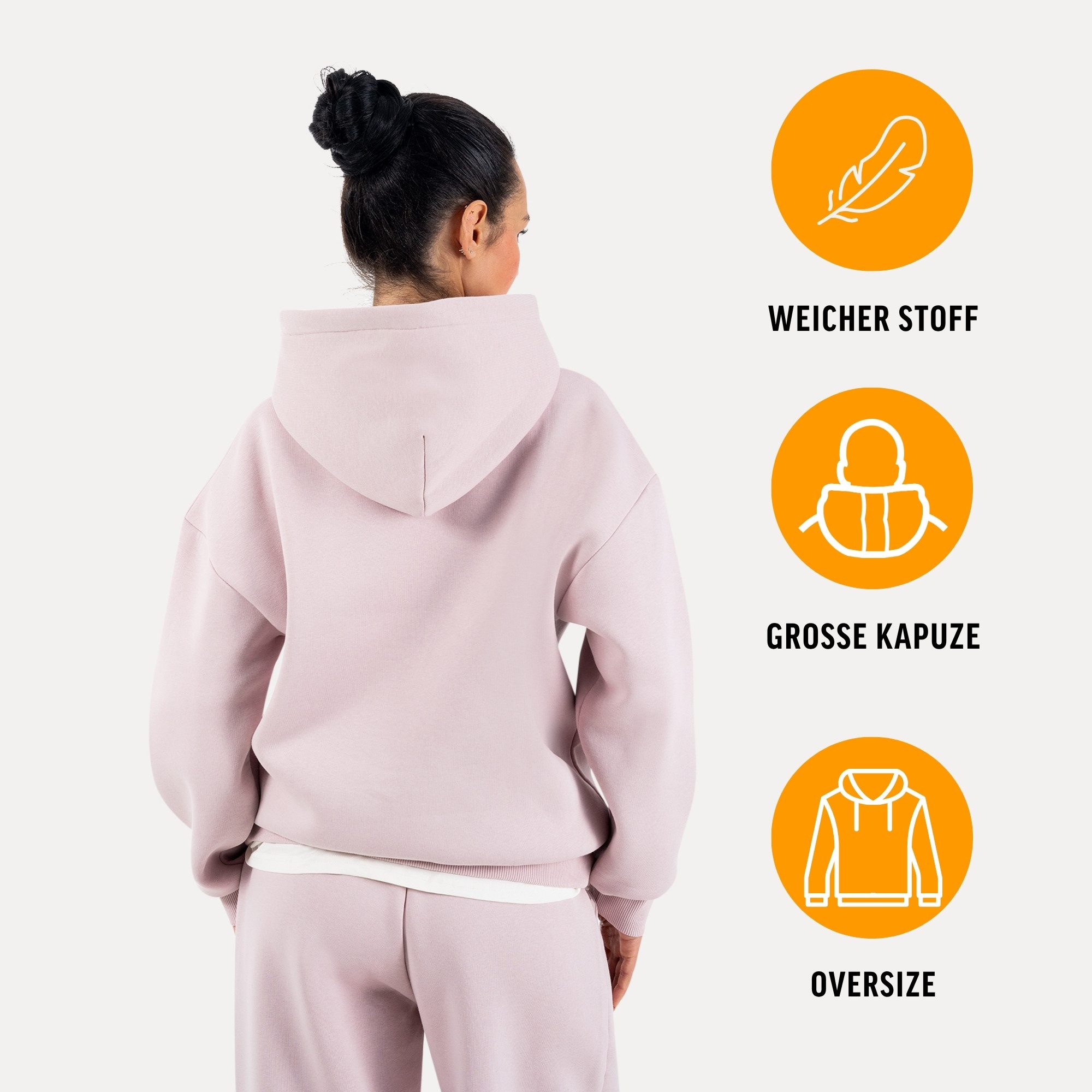 Smilodox Hoodie Thalea Kapuzenpullover Damen Oversize Fit mit Kängurutasche Relaxed Fit, Weiches Sweat Material, Logo-Stitching, Gym & Freizeit